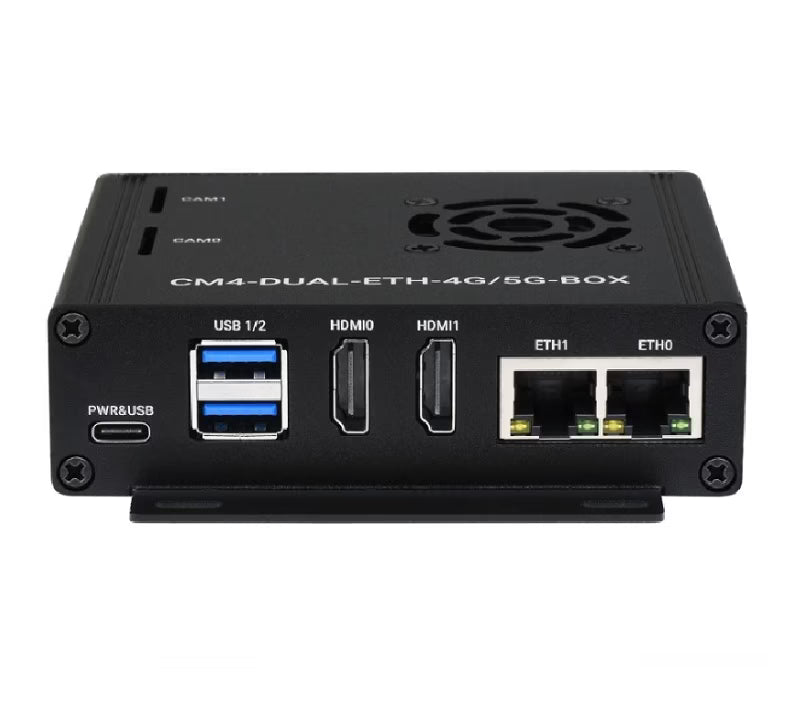 Waveshare Dual Gigabit Ethernet 5G/4G Mini-Computer Based on Raspberry Pi Compute Module 4 (NOT Included), Metal Case, with Cooling Fan (No Power Adapter)