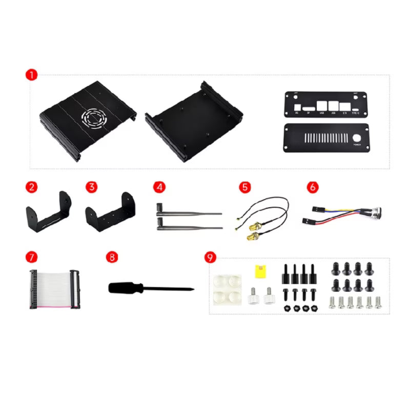 Waveshare Aluminum Alloy Case For Jetson Orin, With Camera Holder, Suitable for Jetson Orin Nano And Jetson Orin NX Kits