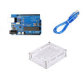Uno R3 compatible with Arduino + Cable + Transparent acrylic case for Uno R3