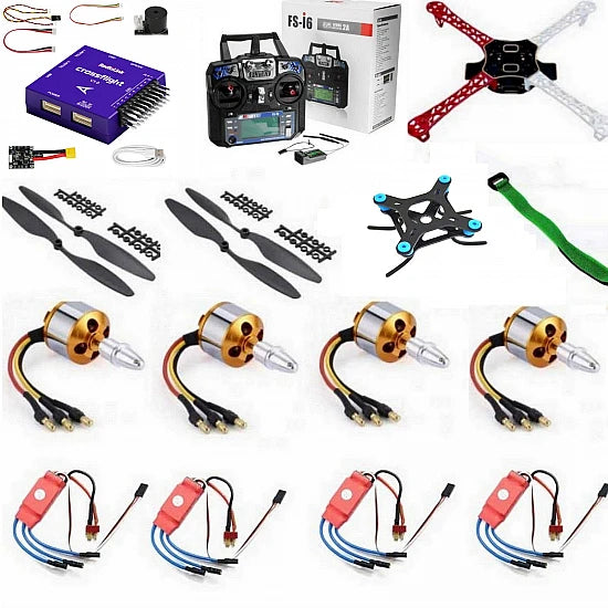 Quadcopter Drone Combo with radiolink Crossflight Kit (Motor + ESC + Propeller + Flight Controller + Frame + TX-RX Flysky FSi6S+ Power module + Belt) |