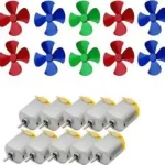 10Pcs 3V to 9V DC Flat Small Size Toy Motor + Multi Color 10 Pcs Toy Motor Fan (Multicolor)  (Multicolor)