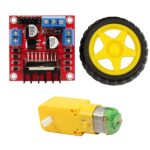 L298N 2A Based Motor Driver Controller Module+100RPM Dual Shaft BO Motor (4pcs)+4 x 65mm Robot Wheel-Combo