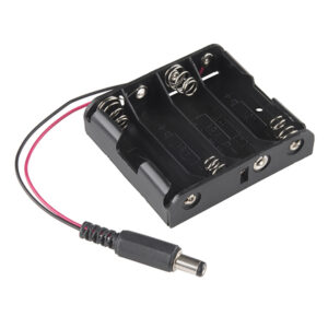 Black Plastic Storage Box Case Holder for Battery 4 X AA Cell Box, with DC Power Plug
