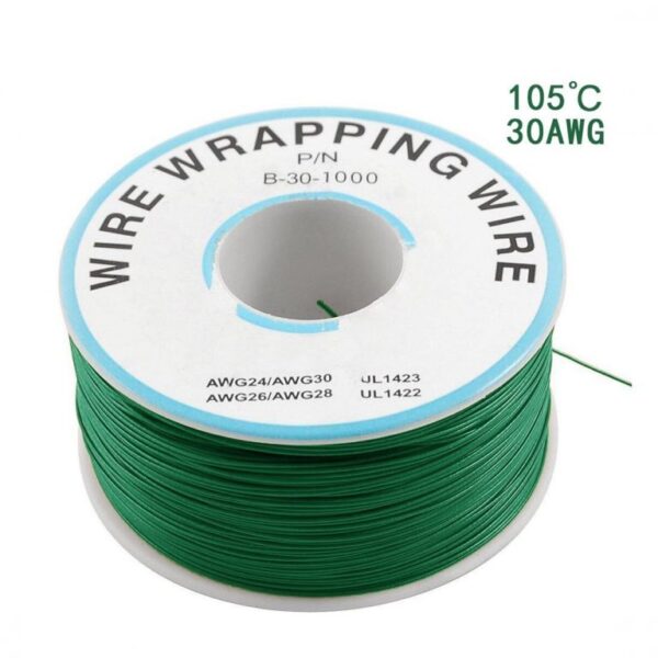 230m P/N B-30-1000 Insulated PVC Coated 30AWG Wire Wrapping Wire-GREEN - Image 2