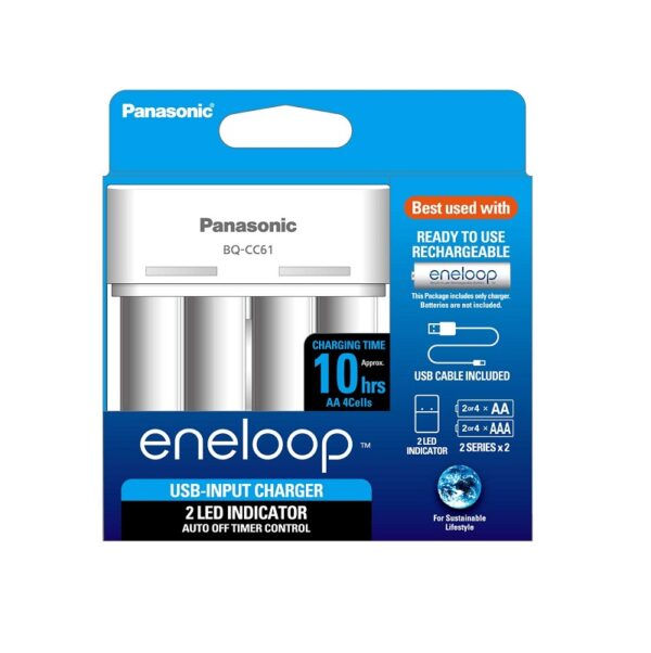 PANASONIC BQ – CC61N Eneloop Battery Charger with USB Cable