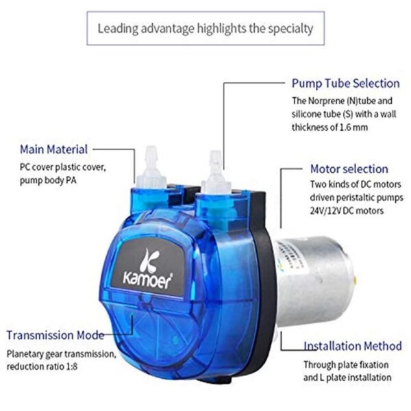 KHM-SV3S16 Kamoer Pump 24V BRUSHED(SV) 0.4A -S16 -360ml/min|Silicon tube 3.2*6.4 - Image 4