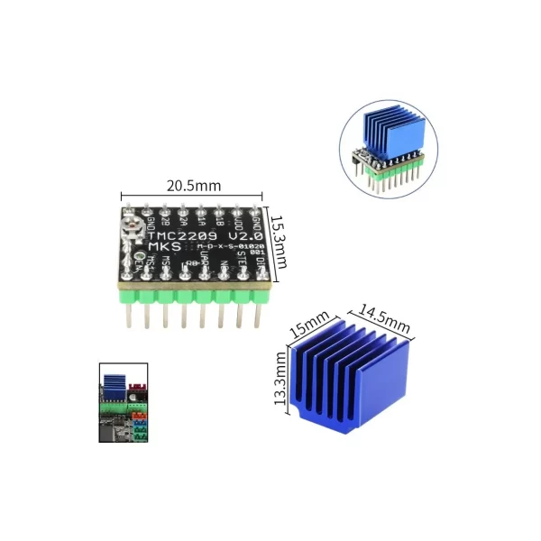 TMC2209 Stepper Motor Driver Module with Heatsink - Image 3