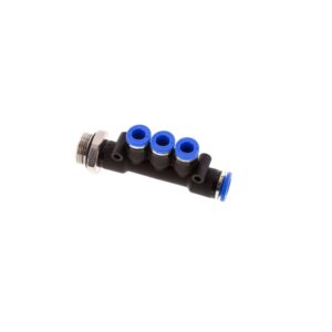 PU CONNECTOR PKM 06-01 (6mm OD X 1/8″ BSPT Male Triple Union Manifold)