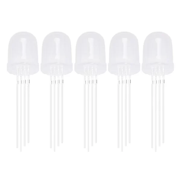 Diffused RGB Common Anode LED – 10mm Tricolor (5pcs)