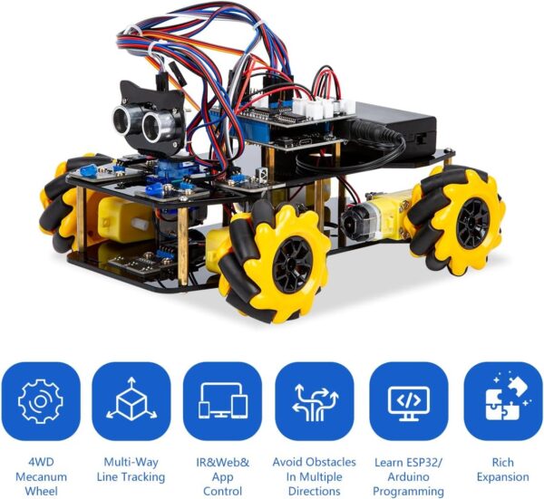 ACEBOTT ESP32 Smart Robotics Car Starter Kit Mecanum Wheel Camera Compatible with Arduino IDE Robotics - Image 3