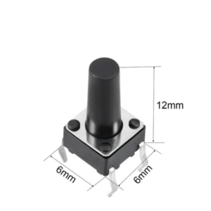 4 Pin Round Button SPST Tactile Micro Switch – Height 12mm (Pack of 10)