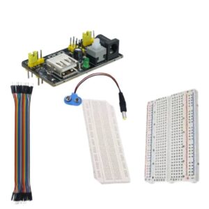 Combo of Power Supply Module with Jumper Wire and Battery Clip, 830 & 400 tie-Points Breadboard Kit for Arduino
